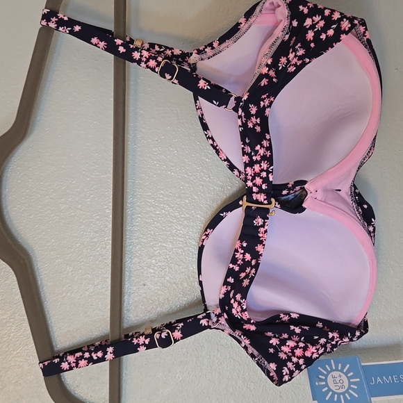 Draper James | NWT Navy & Pink Floral Twist Bikini Top Size Large - Picture 3 of 10